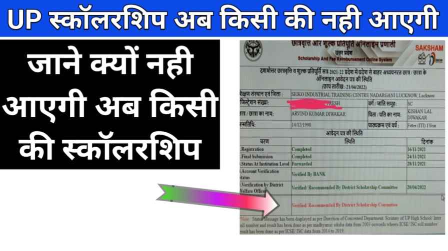 Up Scholarship 2022 अब किसी की नही आयेगी Up Scholarship