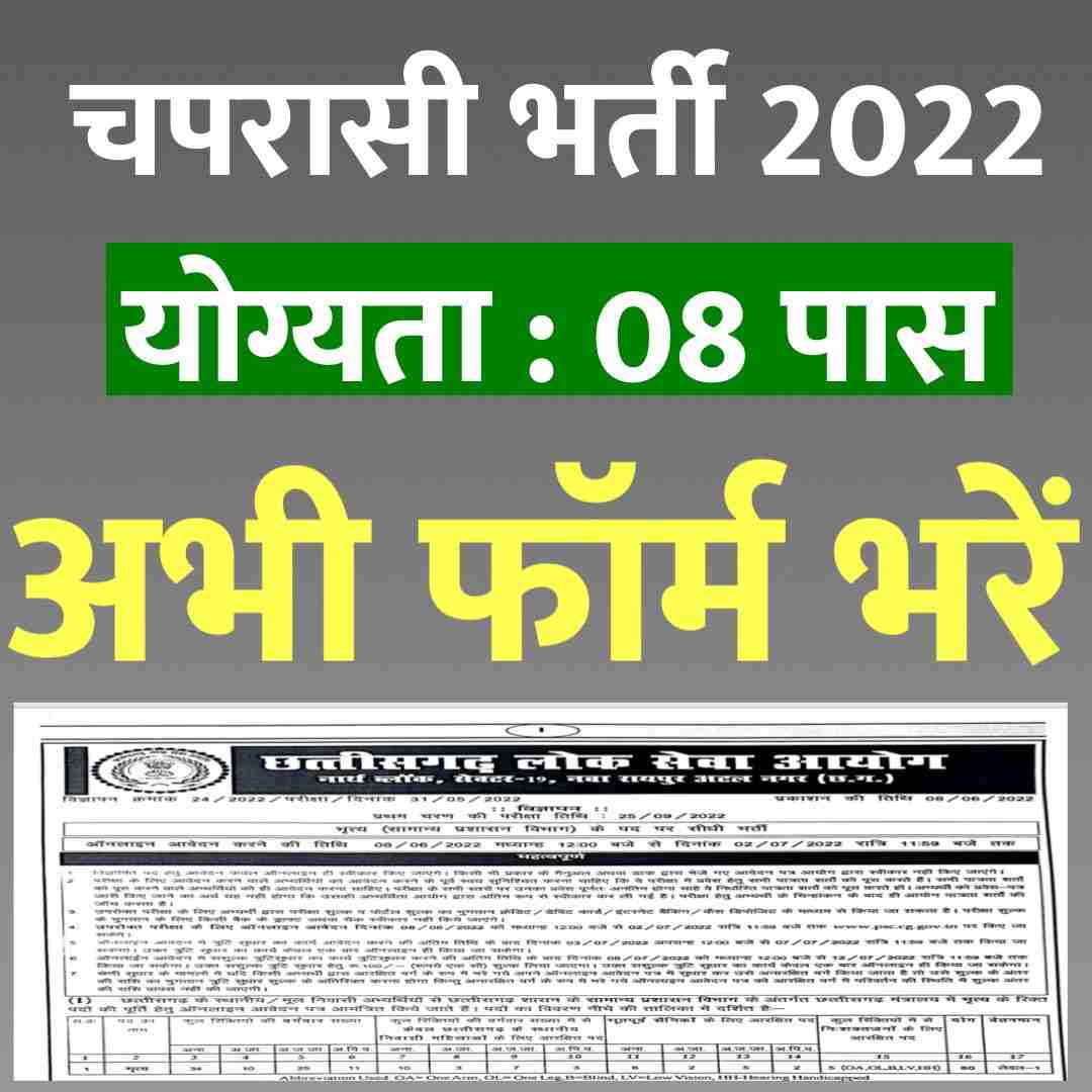 CGPSC Peon Vacancy 2022 Chhattisgarh Peon 2022 Online Form Apply