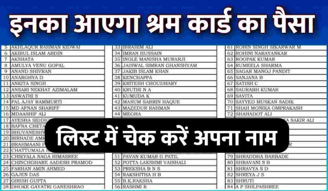 Shram Card New List August Month