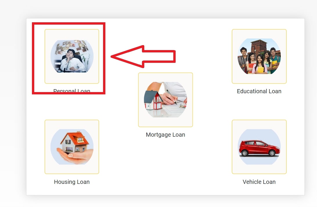 click on Personal Loan 