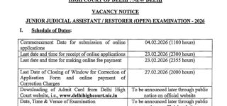 Delhi High Court JJA Notification 2026 For 152 Post