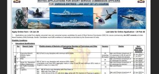 Navy SSC Officer Recruitment 2026 for Jan 2027