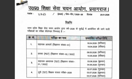 UPTET Exam Date 2026 For Primary and Junior LEVEL
