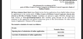 MP Apex Bank Recruitment Notification 2026
