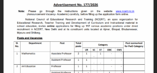 NCERT Academic Recruitment Notification 2026