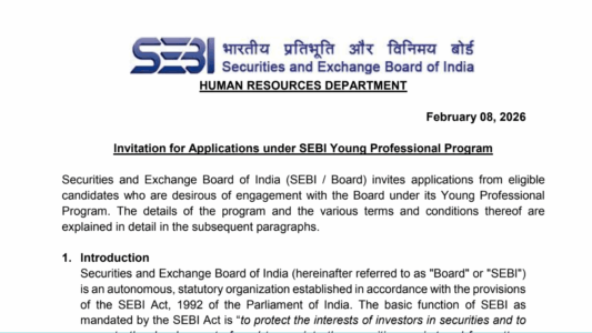 SEBI YPP Recruitment Notification 2026 For 91 Post