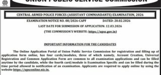 UPSC CAPF Online Form Notification 2026 For 349 Post