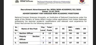 NFSU Non-Academic Recruitment 2026 | Apply Now