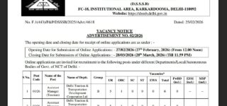 Delhi DSSSB Assistant Manager Post Online Form 2026 : Link active apply Now