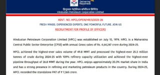 HPCL Various Post Recruitment Notification