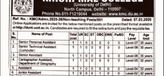 Delhi KMC Non Teaching Online Form Notification 2026