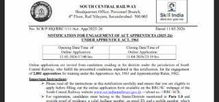 South Central Railway Act Apprentice Online Form 2026