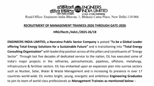 EIL Management Trainee Recruitment 2026