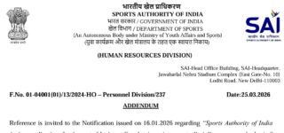 Sports Authority of India Assistant Coaches
