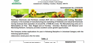 RCF Operator Chemical Trainee Recruitment 2026