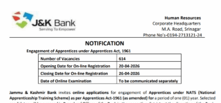 J&K Bank Apprentice