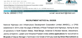 NHIDCL Deputy Manager Online Form 2026
