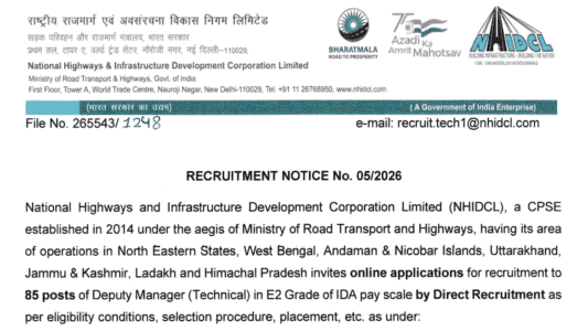 NHIDCL Deputy Manager Online Form 2026